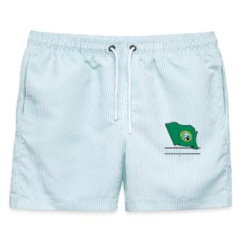 Flagge Washington Text Banner - Männer Badeshorts - hellblau gestreift - Vorne - AI Model Male 178 light (178cm)