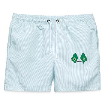 Zwei Flaggen mit dem Text WASHINGTON - Männer Badeshorts - hellblau gestreift - Vorne - AI Model Male 178 light (178cm)