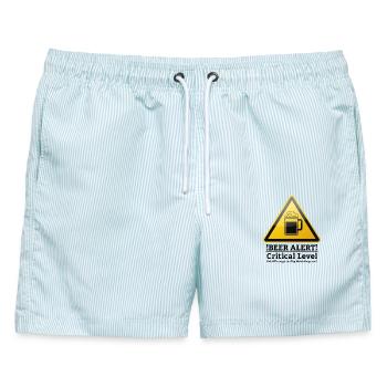 Bier Alarm! Warnzeichen englisch - Männer Badeshorts - hellblau gestreift - Vorne - AI Model Male 178 light (178cm)
