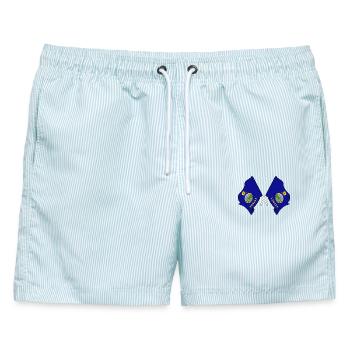 Zwei Flaggen durchquerten Kansas - Männer Badeshorts - hellblau gestreift - Vorne - AI Model Male 178 light (178cm)