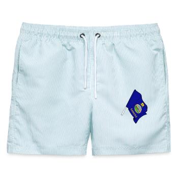 Flagge von Kansas - Männer Badeshorts - hellblau gestreift - Vorne - AI Model Male 178 light (178cm)