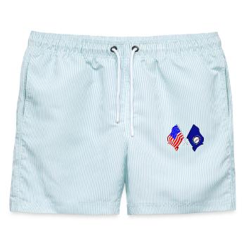 Flagge der USA und des Bundesstaates Kentucky gekreuzt - Männer Badeshorts - hellblau gestreift - Vorne - AI Model Male 178 light (178cm)