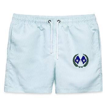 Flaggen USA Kentucky im Lorbeerkranz - Männer Badeshorts - hellblau gestreift - Vorne - AI Model Male 178 light (178cm)