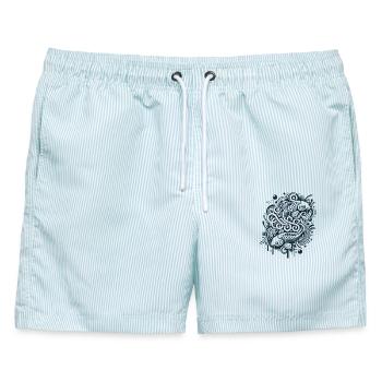 Ästhetischer Fisch mit Wassermustern - Männer Badeshorts - hellblau gestreift - Vorne - AI Model Male 178 light (178cm)