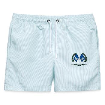 Fahnen USA Lousiane Lorbeerkranz Banner - Männer Badeshorts - hellblau gestreift - Vorne - AI Model Male 178 light (178cm)