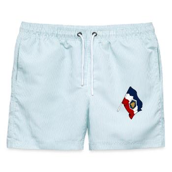 Flagge von Utah - Männer Badeshorts - hellblau gestreift - Vorne - AI Model Male 178 light (178cm)