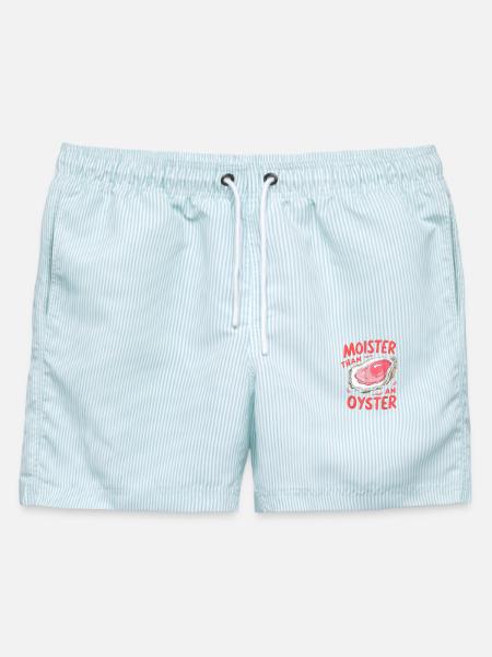 Moister Than An Oyster - Männer Badeshorts - hellblau gestreift
