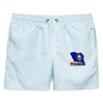 Hinweis New Hampshire Herz NEW HAMPSHIRE - Männer Badeshorts - hellblau gestreift - Vorne - AI Model Male 178 light (178cm)