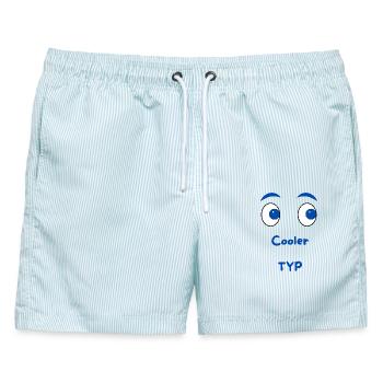 Cooler Typ - Männer Badeshorts - hellblau gestreift - Vorne - AI Model Male 178 light (178cm)