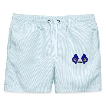wee flags text NEBRASKA - Männer Badeshorts - hellblau gestreift - Vorne - AI Model Male 178 light (178cm)