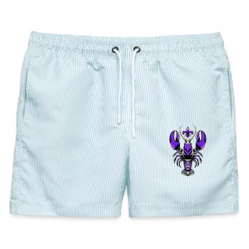 Mardi Gras Languste mit Fleur-de-Lis Design - Männer Badeshorts - hellblau gestreift - Vorne - AI Model Male 178 light (178cm)