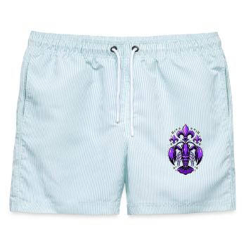 Mardi Gras Languste mit Fleur-de-Lis Design - Männer Badeshorts - hellblau gestreift - Vorne - AI Model Male 178 light (178cm)