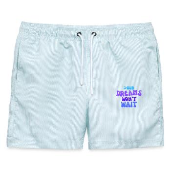 Your dreams won't wait. - Männer Badeshorts - hellblau gestreift - Vorne - AI Model Male 178 light (178cm)