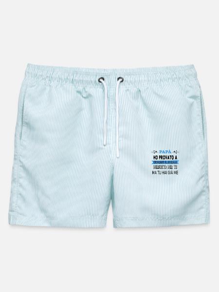 Perfektes Geschenk für Papa - Männer Badeshorts - hellblau gestreift