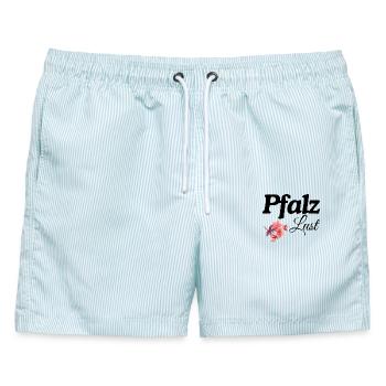 Pfalzblüte - Männer Badeshorts - hellblau gestreift - Vorne - AI Model Male 178 light (178cm)