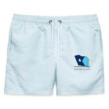 Flagge Minnesota Textbanner - Männer Badeshorts - hellblau gestreift - Vorne - AI Model Male 178 light (178cm)