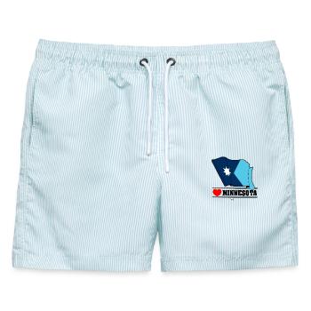 Hinweis Minnesota Herz MINNESOTA - Männer Badeshorts - hellblau gestreift - Vorne - AI Model Male 178 light (178cm)