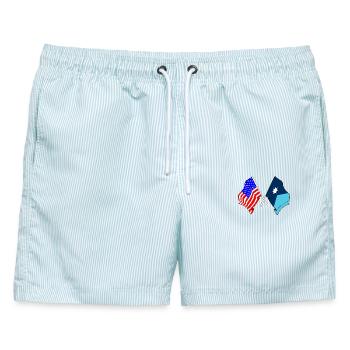 Flagge der USA und des Bundesstaates Minnesota gekreuzt - Männer Badeshorts - hellblau gestreift - Vorne - AI Model Male 178 light (178cm)