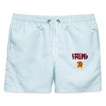 POTUS loves Kreml - neue beste Freunde - Männer Badeshorts - hellblau gestreift - Vorne - AI Model Male 178 light (178cm)