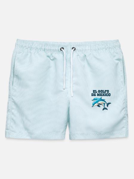 El Golfo De México Dolphin Gulf Of Mexico - Männer Badeshorts - hellblau gestreift