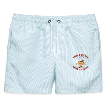 Low Battery Kaffee Boost - Männer Badeshorts - hellblau gestreift - Vorne - AI Model Male 178 light (178cm)