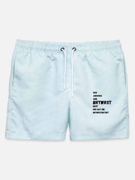 bratwurst grillen papa dad joke witz grillmeister - Männer Badeshorts - hellblau gestreift