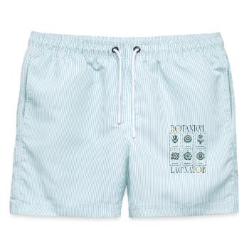 Botanical Love - Männer Badeshorts - hellblau gestreift - Vorne - AI Model Male 178 light (178cm)