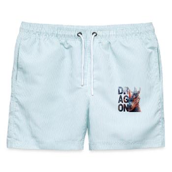 Dragon - Männer Badeshorts - hellblau gestreift - Vorne - AI Model Male 178 light (178cm)