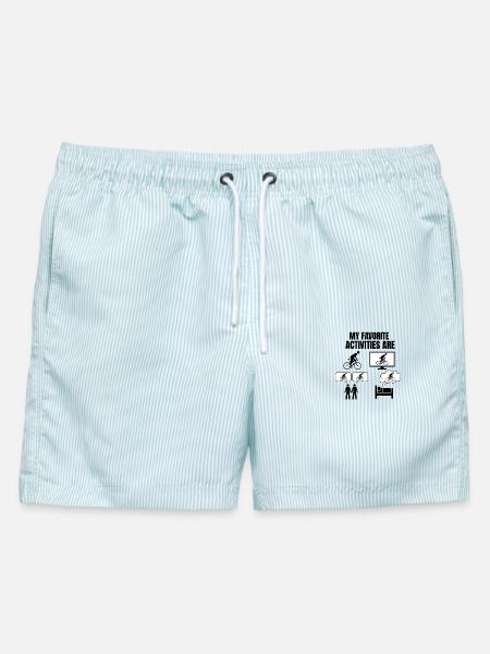 VELO/BIKE - MEINE LIEBLINGSAKTIVITÄTEN SIND - Männer Badeshorts - hellblau gestreift