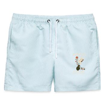 Anti Krieg Design - Männer Badeshorts - hellblau gestreift - Vorne - AI Model Male 178 light (178cm)