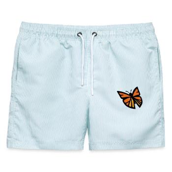 Schmetterlings-Monarch - Männer Badeshorts - hellblau gestreift - Vorne - AI Model Male 178 light (178cm)