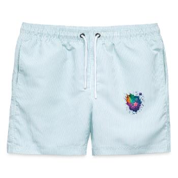 Farbspektrum-Blüte - Männer Badeshorts - hellblau gestreift - Vorne - AI Model Male 178 light (178cm)