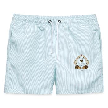 Italienisches Trüffelfest - Männer Badeshorts - hellblau gestreift - Vorne - AI Model Male 178 light (178cm)