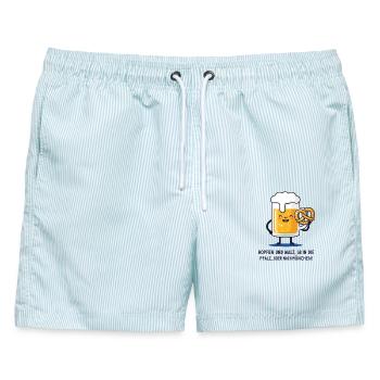 Bierfest - Männer Badeshorts - hellblau gestreift - Vorne - AI Model Male 178 light (178cm)