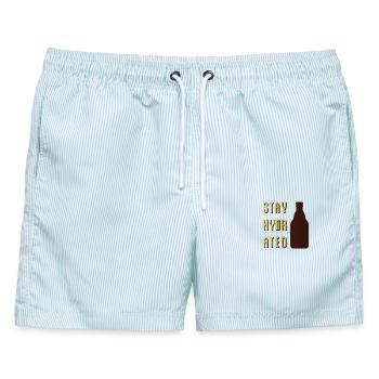 Stay Hydrated Stubbi Steinie Bier Party - Männer Badeshorts - hellblau gestreift - Vorne - AI Model Male 178 light (178cm)