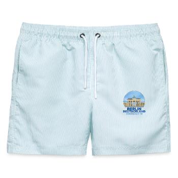 Brandenburg Land Berlin - Männer Badeshorts - hellblau gestreift - Vorne - AI Model Male 178 light (178cm)