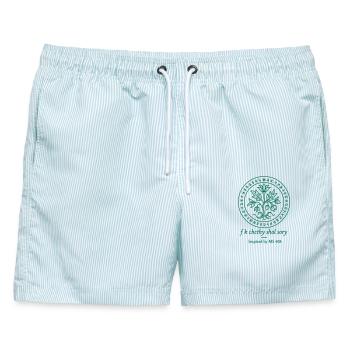 Voynich Flora - Männer Badeshorts - hellblau gestreift - Vorne - AI Model Male 178 light (178cm)