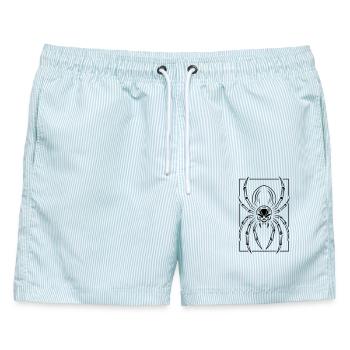Stilisierte Spinne - Männer Badeshorts - hellblau gestreift - Vorne - AI Model Male 178 light (178cm)