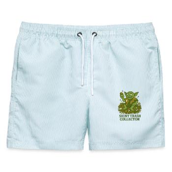 Shiny Trash Collector - Männer Badeshorts - hellblau gestreift - Vorne - AI Model Male 178 light (178cm)