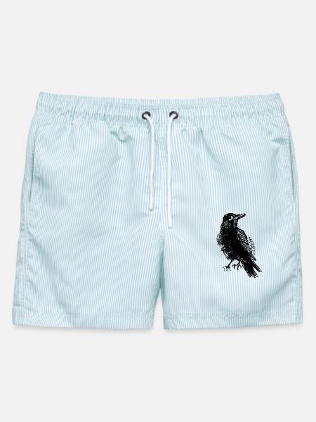 Raven Rabe Grunge Design - Männer Badeshorts - hellblau gestreift