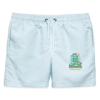 Vertical Farm Café - Männer Badeshorts - hellblau gestreift - Vorne - AI Model Male 178 light (178cm)