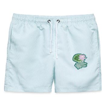 Seerose - Männer Badeshorts - hellblau gestreift - Vorne - AI Model Male 178 light (178cm)