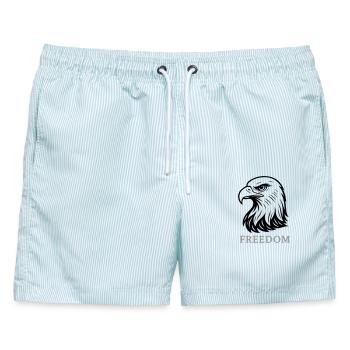 Adler, Adlerkopf Freedom - Männer Badeshorts - hellblau gestreift - Vorne - AI Model Male 178 light (178cm)