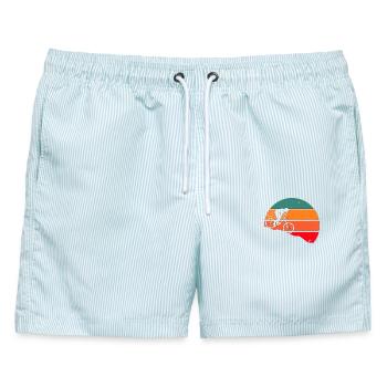 Dwonhill Sunset - Männer Badeshorts - hellblau gestreift - Vorne - AI Model Male 178 light (178cm)