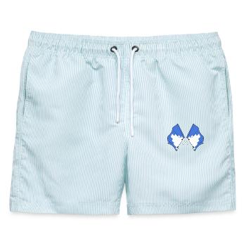 Zwei Flaggen von Akershus gekreuzt - Männer Badeshorts - hellblau gestreift - Vorne - AI Model Male 178 light (178cm)