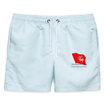 Flagge mit Shotokan Karate mit Platz frei - Männer Badeshorts - hellblau gestreift - Vorne - AI Model Male 178 light (178cm)