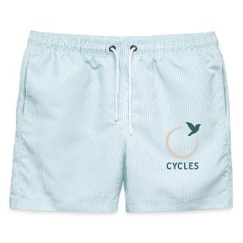 Cycles – The Shape of Change - Männer Badeshorts - hellblau gestreift - Vorne - AI Model Male 178 light (178cm)