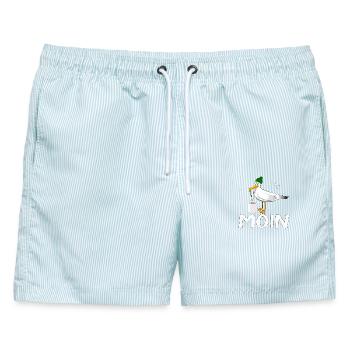 Möve MOIN - Männer Badeshorts - hellblau gestreift - Vorne - AI Model Male 178 light (178cm)