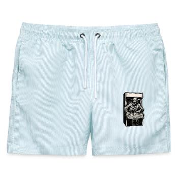 Arcade-Skelett - Männer Badeshorts - hellblau gestreift - Vorne - AI Model Male 178 light (178cm)