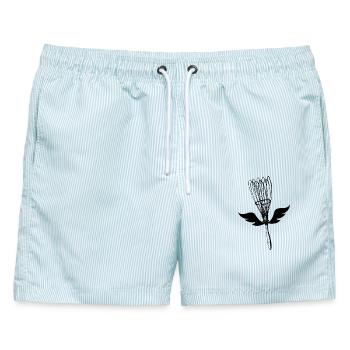 Küchenrebell - Männer Badeshorts - hellblau gestreift - Vorne - AI Model Male 178 light (178cm)